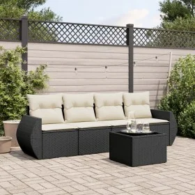 Set de muebles de jardín 5 pzas y cojines ratán sintético negro de , Conjuntos de jardín - Ref: Foro24-3253423, Precio: 328,0...