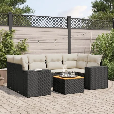 7-piece garden dining set with black synthetic rattan cushions by , Garden sets - Ref: Foro24-3257673, Price: 460,15 €, Disco...
