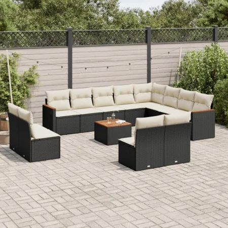 Garden sofa set with 13 pieces of black synthetic rattan and cushions. by , Garden sets - Ref: Foro24-3258878, Price: 742,36 ...