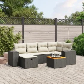 Garten-Essgruppe 7-teilig mit schwarzen Polstern aus synthetischem Rattan. von , Gartensets - Ref: Foro24-3265172, Preis: 429...