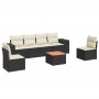 Set de comedor de jardín 7 pzas y cojines ratán sintético negro de , Conjuntos de jardín - Ref: Foro24-3257722, Precio: 402,55 €