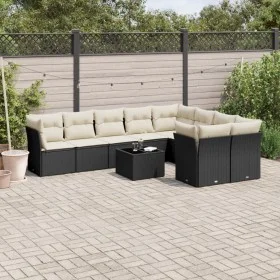 Gartensofagarnitur 10-teilig mit schwarzen Polstern aus synthetischem Rattan von , Gartensets - Ref: Foro24-3250015, Preis: 5...