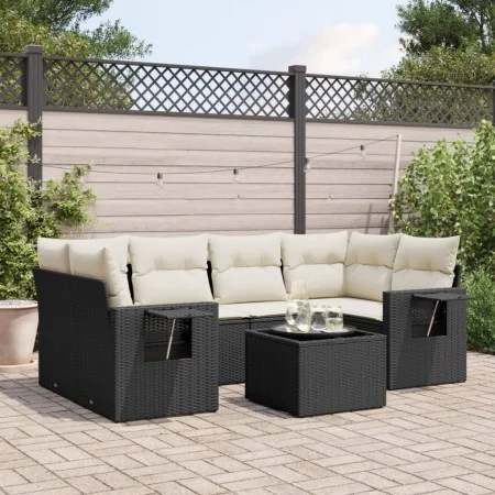 7-piece garden dining set with black synthetic rattan cushions by , Garden sets - Ref: Foro24-3252253, Price: 451,43 €, Disco...