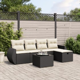 6-teiliges Gartensofa-Set und Kissen aus schwarzem Kunststoff-Rattan. von , Gartensets - Ref: Foro24-3264092, Preis: 349,94 €...