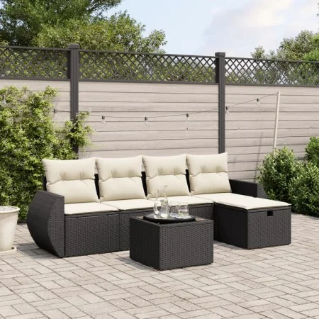 Set de sofás de jardín 6 piezas y cojines ratán sintético negro de , Conjuntos de jardín - Ref: Foro24-3264092, Precio: 372,2...