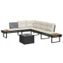 Set de sofás jardín 2 pzas con cojines ratán PE y vidrio negro by , Garden sets - Ref: Foro24-3277493, Price: 396,11 €, Disco...