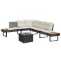 Set de sofás jardín 2 pzas con cojines ratán PE y vidrio negro by , Garden sets - Ref: Foro24-3277493, Price: 308,19 €, Disco...