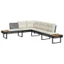 Set de sofás jardín 2 pzas con cojines ratán PE y vidrio negro by , Garden sets - Ref: Foro24-3277493, Price: 396,11 €, Disco...