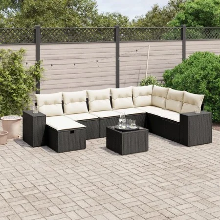 Set de sofás de jardín 8 piezas y cojines ratán sintético negro by , Garden sets - Ref: Foro24-3264522, Price: 538,26 €, Disc...