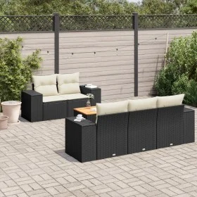 Set de sofás de jardín 6 piezas y cojines ratán sintético negro by , Garden sets - Ref: Foro24-3257659, Price: 432,53 €, Disc...
