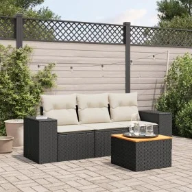 4-piece garden sofa set with black synthetic rattan cushions by , Garden sets - Ref: Foro24-3257645, Price: 260,83 €, Discoun...
