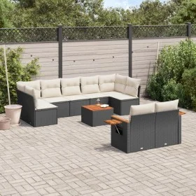 Garden sofa set 10 pieces with black synthetic rattan cushions by , Garden sets - Ref: Foro24-3227134, Price: 586,47 €, Disco...