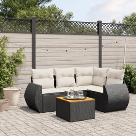 Gartenmöbel-Set 5-teilig mit schwarzen Polstern aus synthetischem Rattan von , Gartensets - Ref: Foro24-3257316, Preis: 339,9...