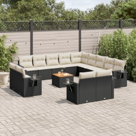 Set sofás de jardín 14 pzas con cojines ratán sintético negro de , Conjuntos de jardín - Ref: Foro24-3257169, Precio: 913,43 ...