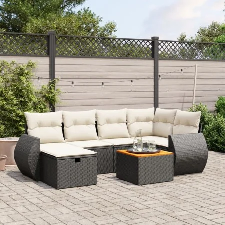 7-piece garden dining set with black synthetic rattan cushions by , Garden sets - Ref: Foro24-3265060, Price: 432,30 €, Disco...