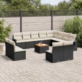 Garden sofa set with 13 pieces of black synthetic rattan and cushions. by , Garden sets - Ref: Foro24-3257141, Price: 767,41 ...