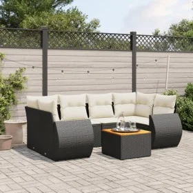 Garten-Essgruppe 7-teilig mit schwarzen Polstern aus synthetischem Rattan von , Gartensets - Ref: Foro24-3257232, Preis: 456,...
