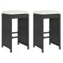 Taburetes altos de bar de jardín cojines 2 uds ratán PE negro by , Garden chairs - Ref: Foro24-368686, Price: 133,57 €, Disco...