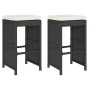 Taburetes altos de bar de jardín cojines 2 uds ratán PE negro by , Garden chairs - Ref: Foro24-368686, Price: 118,82 €, Disco...