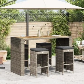 Taburetes altos de bar de jardín cojines 4 uds ratán PE gris by , Garden chairs - Ref: Foro24-368690, Price: 257,16 €, Discou...