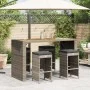 Hochbarhocker für den Garten mit 4 Stück grauen PE-Rattan-Kissen. von , Gartenstühle - Ref: Foro24-368690, Preis: 257,16 €, R...