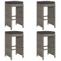 Hochbarhocker für den Garten mit 4 Stück grauen PE-Rattan-Kissen. von , Gartenstühle - Ref: Foro24-368690, Preis: 257,16 €, R...