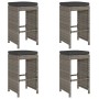 Hochbarhocker für den Garten mit 4 Stück grauen PE-Rattan-Kissen. von , Gartenstühle - Ref: Foro24-368690, Preis: 228,21 €, R...