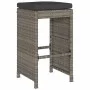 Hochbarhocker für den Garten mit 4 Stück grauen PE-Rattan-Kissen. von , Gartenstühle - Ref: Foro24-368690, Preis: 257,16 €, R...