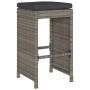 Hochbarhocker für den Garten mit 4 Stück grauen PE-Rattan-Kissen. von , Gartenstühle - Ref: Foro24-368690, Preis: 228,21 €, R...