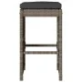 Hochbarhocker für den Garten mit 4 Stück grauen PE-Rattan-Kissen. von , Gartenstühle - Ref: Foro24-368690, Preis: 257,16 €, R...