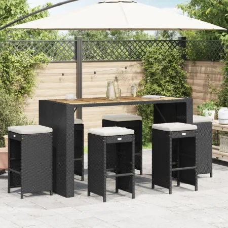Taburetes altos de bar de jardín cojines 6 uds ratán PE negro de , Sillas de jardín - Ref: Foro24-368692, Precio: 372,33 €, D...