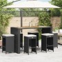 Hochbarhocker für den Garten mit 6 Stück schwarzen PE-Rattan-Kissen. von , Gartenstühle - Ref: Foro24-368692, Preis: 343,79 €...