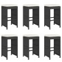 Taburetes altos de bar de jardín cojines 6 uds ratán PE negro de , Sillas de jardín - Ref: Foro24-368692, Precio: 343,79 €, D...
