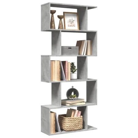 Librería divisora 5 niveles madera gris hormigón 70x24x161 cm by , Bookcases and shelves - Ref: Foro24-858096, Price: 60,04 €...