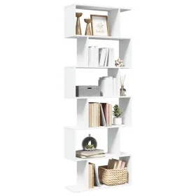 Librería divisor 6 niveles madera ingeniería blanco 70x24x193cm by , Bookcases and shelves - Ref: Foro24-858084, Price: 73,92...