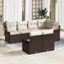 Conjunto de sofá de jardín con cojín 7 pcs Marrón Poliratán