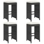 Taburetes altos de bar de jardín cojines 4 uds ratán PE negro by , Garden chairs - Ref: Foro24-368689, Price: 224,95 €, Disco...