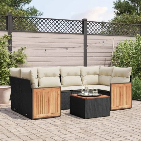 7-piece garden dining set with black synthetic rattan cushions by , Garden sets - Ref: Foro24-3259879, Price: 445,89 €, Disco...