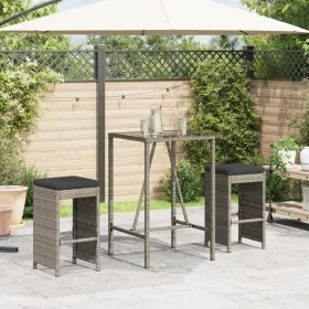 High garden bar stools with 2 gray PE rattan cushions by , Garden chairs - Ref: Foro24-368687, Price: 135,53 €, Discount: %