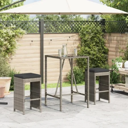 Hochbarhocker für den Garten mit 2 Stück grauen PE-Rattan-Kissen. von , Gartenstühle - Ref: Foro24-368687, Preis: 135,50 €, R...
