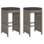 Hochbarhocker für den Garten mit 2 Stück grauen PE-Rattan-Kissen. von , Gartenstühle - Ref: Foro24-368687, Preis: 135,50 €, R...