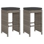 Taburetes altos de bar de jardín cojines 2 uds ratán PE gris de , Sillas de jardín - Ref: Foro24-368687, Precio: 103,83 €