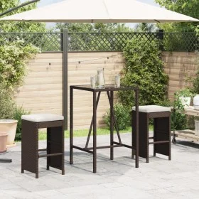 Küchenhocker mit Kissen, 2 Stück, aus braunem synthetischem Rattan. von , Gartenstühle - Ref: Foro24-368685, Preis: 135,53 €,...