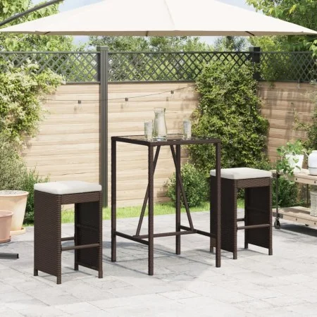 Küchenhocker mit Kissen, 2 Stück, aus braunem synthetischem Rattan. von , Gartenstühle - Ref: Foro24-368685, Preis: 135,50 €,...
