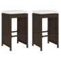 Küchenhocker mit Kissen, 2 Stück, aus braunem synthetischem Rattan. von , Gartenstühle - Ref: Foro24-368685, Preis: 120,55 €,...