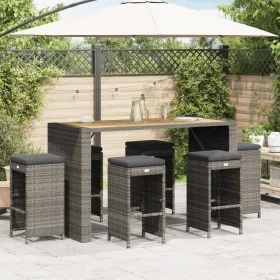 Garden bar stools with 6 gray PE rattan cushions by , Garden chairs - Ref: Foro24-368693, Price: 378,02 €, Discount: %