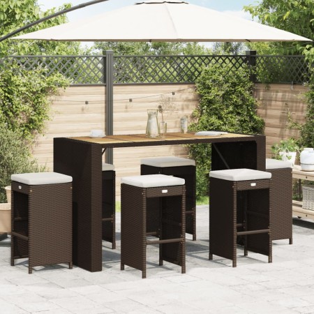 Hochbarhocker für den Garten mit 6 Stück braunen PE-Rattan-Kissen. von , Gartenstühle - Ref: Foro24-368691, Preis: 336,32 €, ...