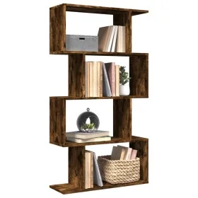 Divider bookcase 4 levels smoked oak wood 70x24x129 cm by , Bookcases and shelves - Ref: Foro24-858106, Price: 57,74 €, Disco...