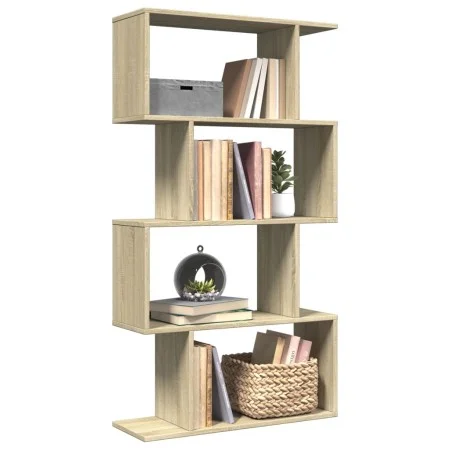 Librería divisora 4 niveles madera roble Sonoma 70x24x129 cm de , Librerías y estanterías - Ref: Foro24-858104, Precio: 55,61...