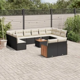 Garden sofa set with 13-piece black synthetic rattan cushions by , Garden sets - Ref: Foro24-3260530, Price: 786,86 €, Discou...